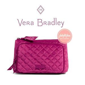 Vera Bradley Majestic Magenta Quilted Velvet Compact Organizer Makeup Bag NEW